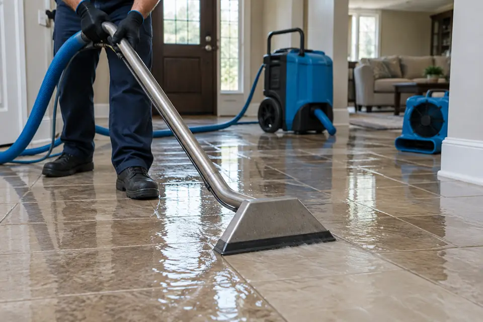 Illustrative image: Water extraction from a tile floor