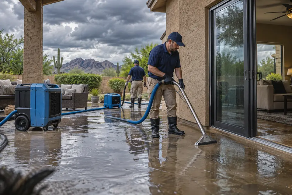 Illustrative image: Storm water cleanup at an Arizona-style home